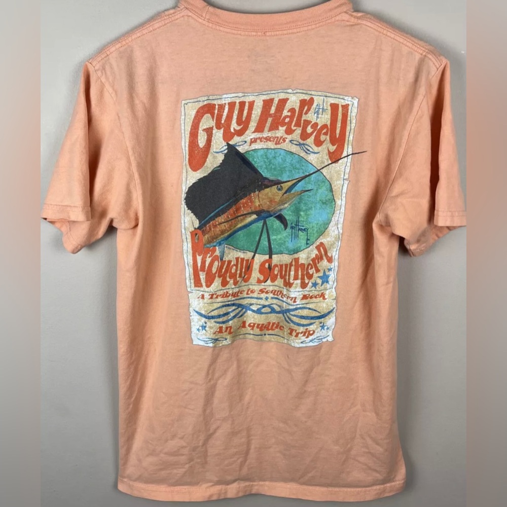 Guy Harvey TShirt Proudly Southern Tribute To Southern Rock Orange Sz Small